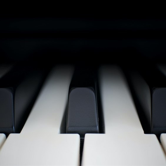 Piano keyboard up close